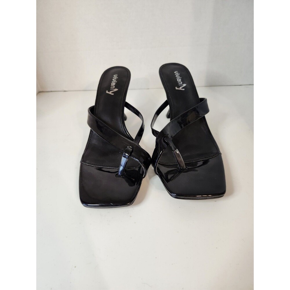 Vivianly 4" Heels Womens Size 9 Black Square Toe Shoes